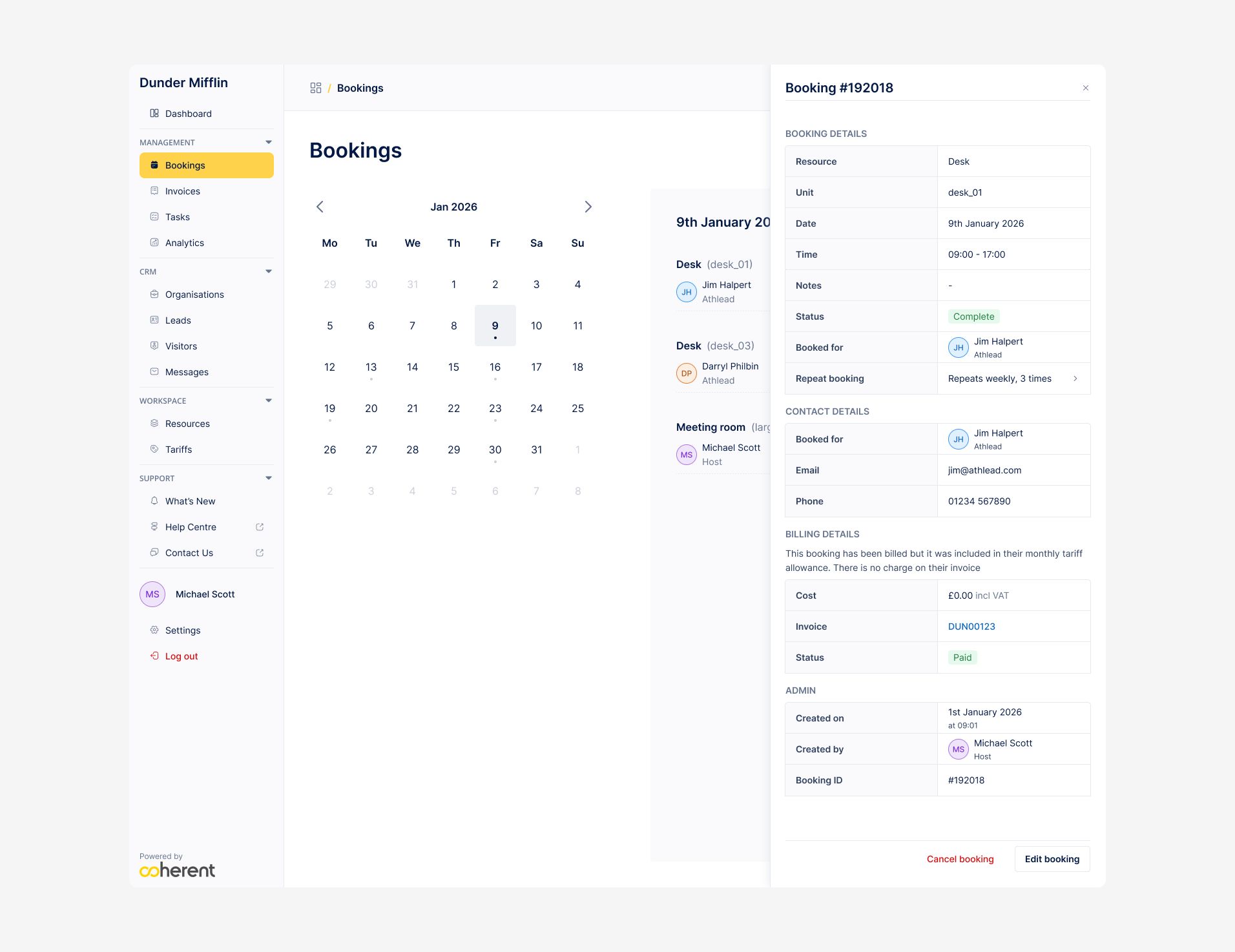 A final drawer component complete with all data